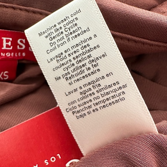 NWT Guess Brown Ruched Collared Long Sleeve Snap Button Closure Bodysuit Size XS - Picture 8 of 9